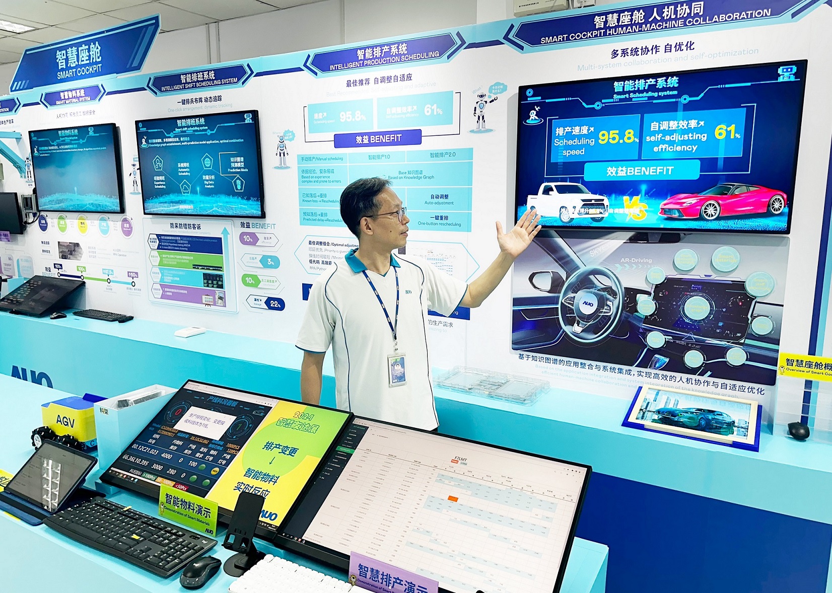 友達廈門將5G+ABC技術串聯生產管理全流程，打通研發、採購、生管、製程、設備、品質等產品全生命週期製造流程，完成數位化設計、智慧供應鏈、智慧座艙、全流程設備管理、資料驅動優化、智慧線上檢測、智慧品管等自我調整生產模式升級